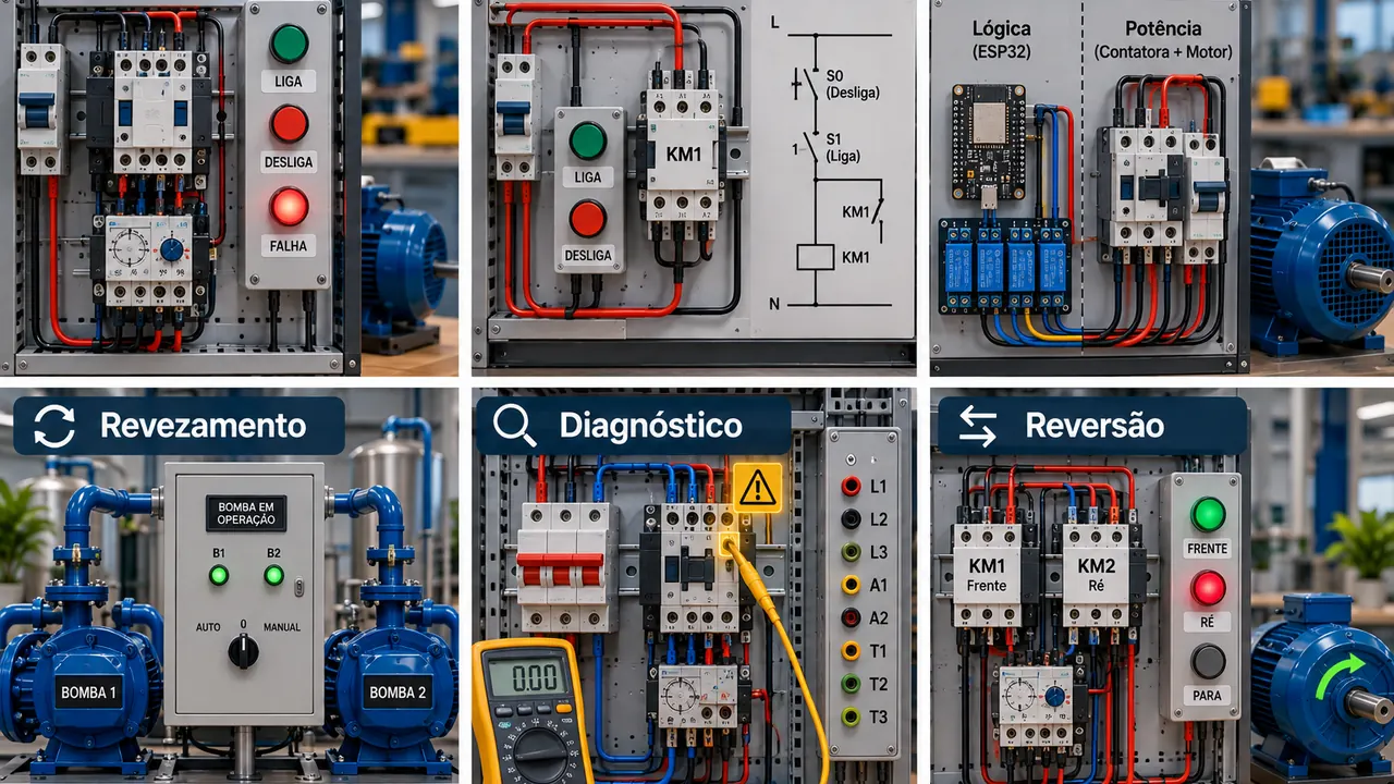 Painéis didáticos de comandos elétricos, automação, motores e diagnóstico