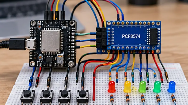Arduino UNO + 2× MCP23017 — 16 entradas + 16 saídas