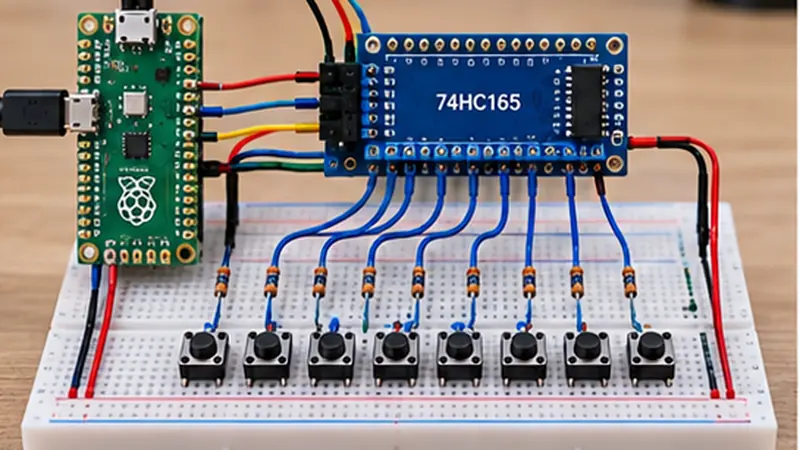 Arduino UNO + 74HC165 + 74HC595 — 8 entradas + 8 relés