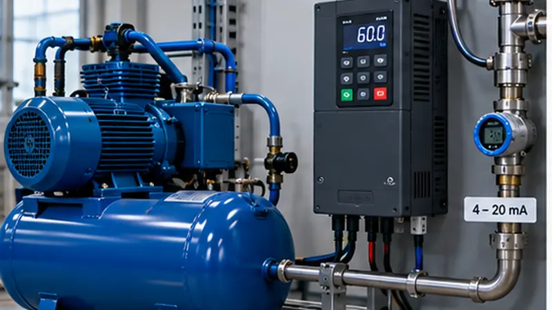 Compressor com PID + sensor 4–20 mA