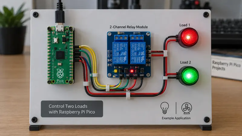 Raspberry Pi Pico — 2 cargas com módulo relé