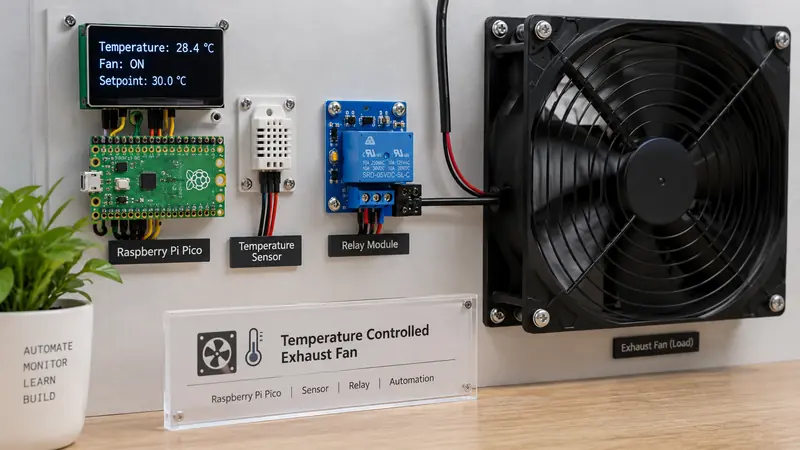 Raspberry Pi Pico — temperatura + exaustor