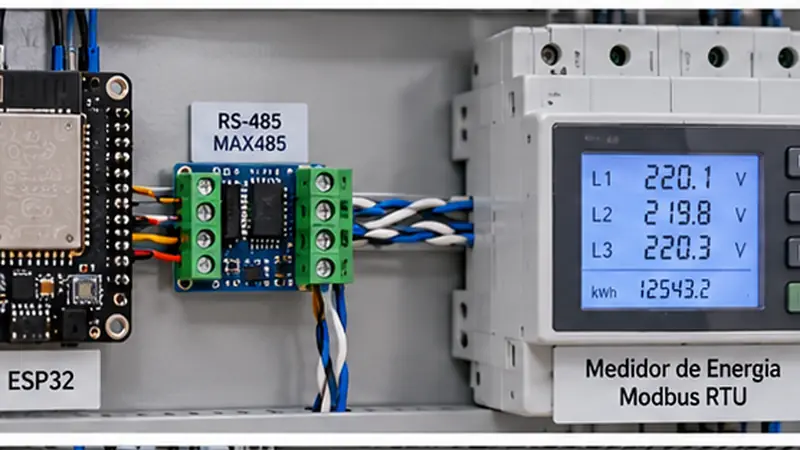 Modbus RTU — medidor de energia + ESP32 via RS-485