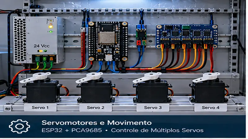 ESP32 + PCA9685 — Controle de 4 Servos via I²C